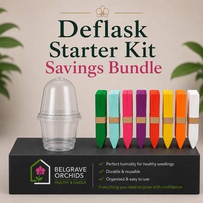 Deflask Starter Kit — Seedling Humidity Domes 90mm x 5+100mm x 5 & Flat Labels x20