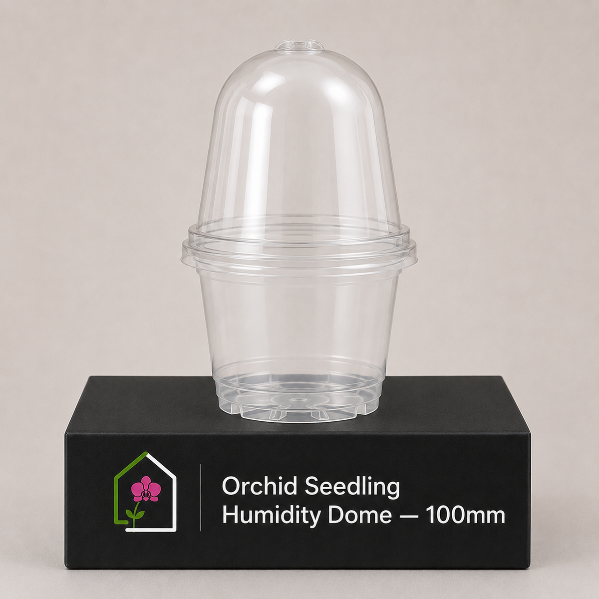 Orchid Seedling Humidity Dome 100mm showing dome display